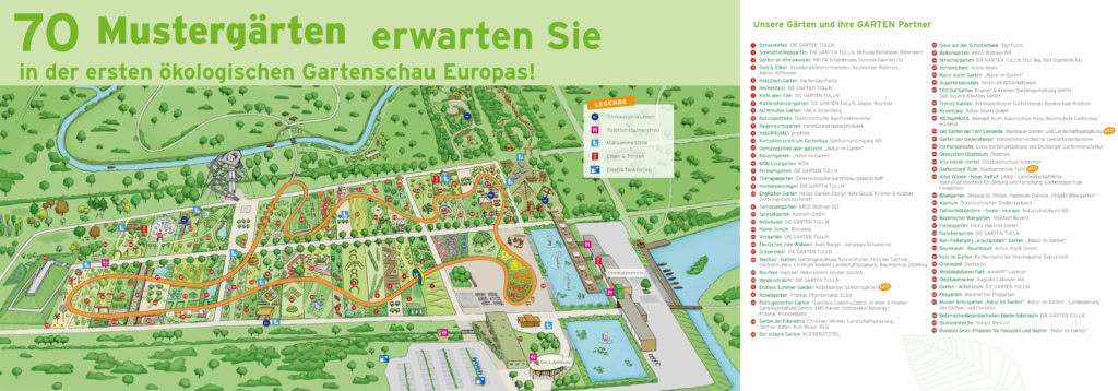 Garten Tulln Übersichtsplan der 70 Schaugärten