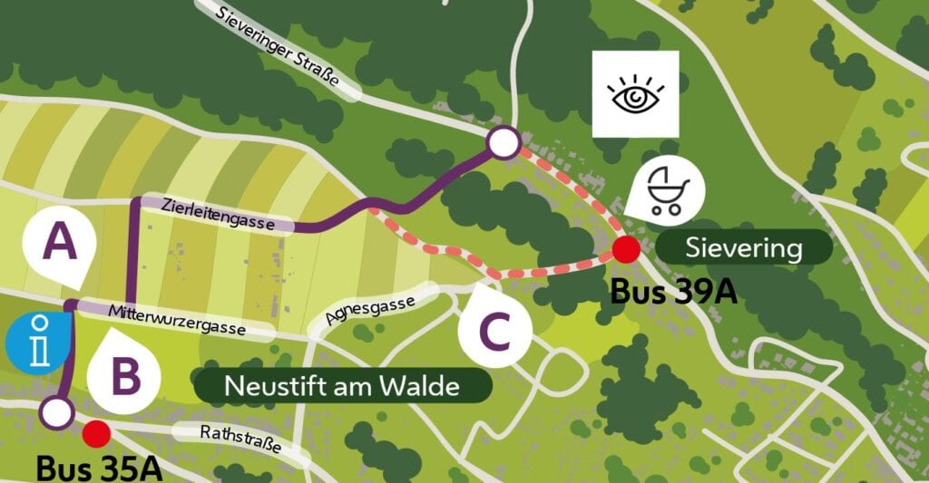 Weinspaziergang Route: Neustift am Walde – Sievering, 1,6 km